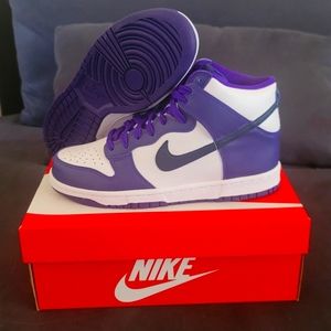 Sold🙏Nike Dunk Hi "electric purple midnight navy" (GS)